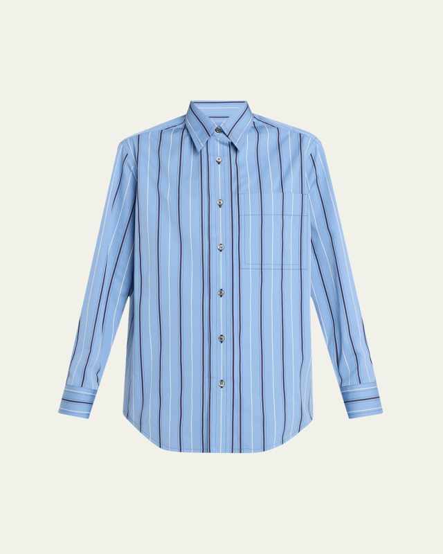 Stripe Button Down Cotton Twill Shirt